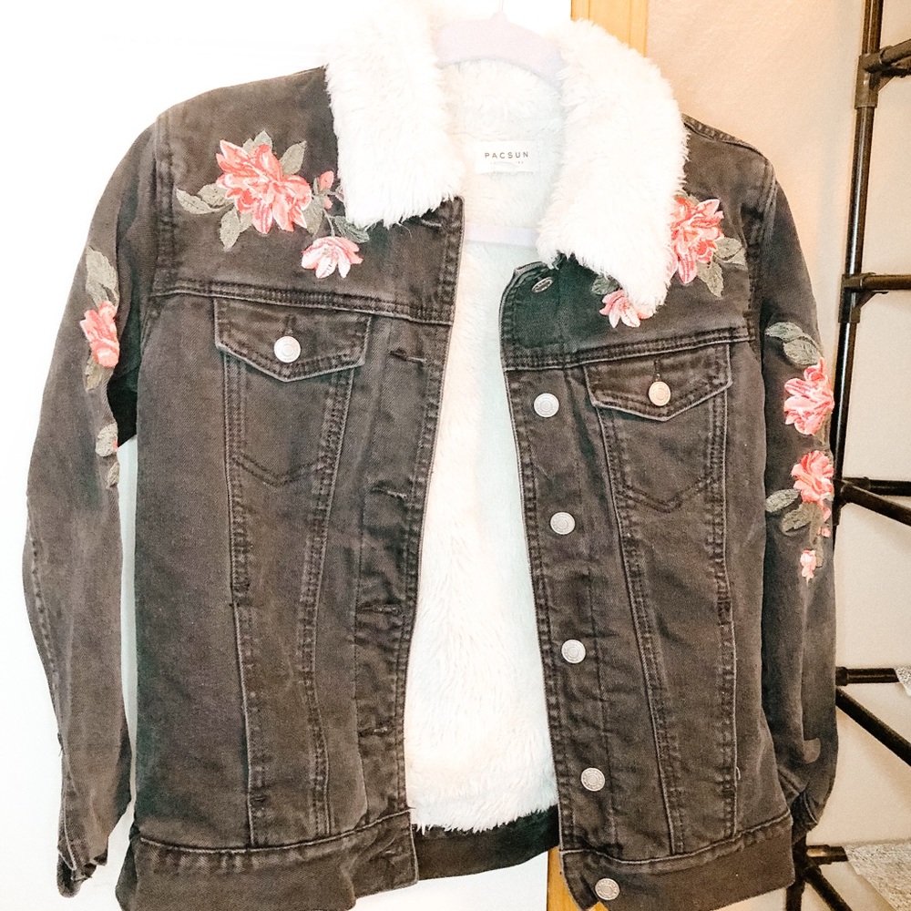 Pac Sun Denim Sherpa Lined Jacket